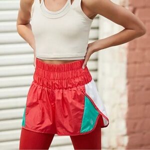 Free People FP Movement the Way Home Colorblock Shorts Red, Green, White